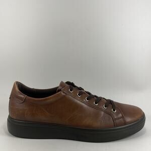 ECCO Soft Classic Sneaker Mens Size 46, US 12-12.5 Cognac Brown Leather Lace Up
